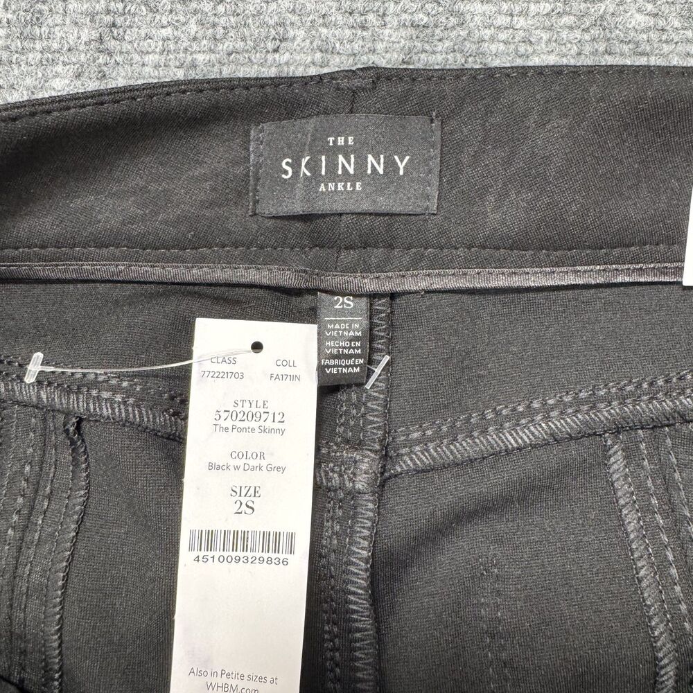 WHBM Skinny Ankle Pants Womens 2S Black Houndstooth Ponte Zip Hem Stretch NWT - Picture 4 of 10